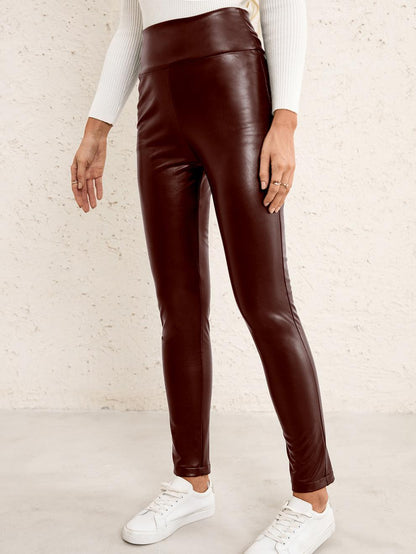 Laura – High-Waisted Stretch Slim Skinny Pants in Vegan Leather