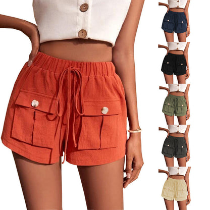 Natalie – Comfortable Summer Cargo Shorts with Pocket and Relaxed Drawstring
