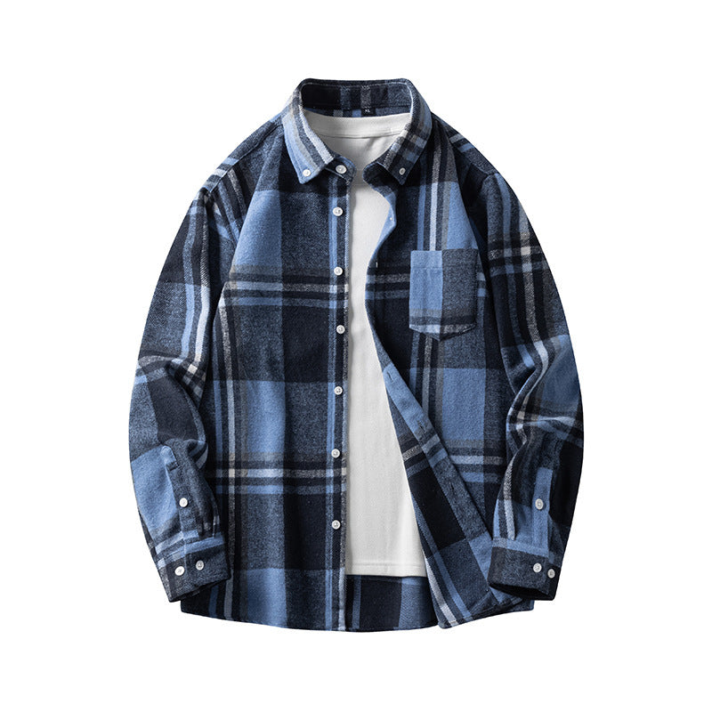 Leonard – Long Sleeve Men's Flannel Shirt with Plaid Pattern