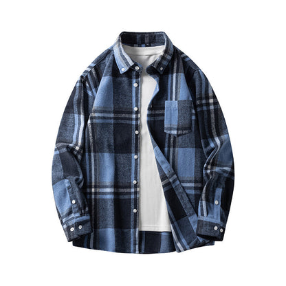 Leonard – Long Sleeve Men's Flannel Shirt with Plaid Pattern