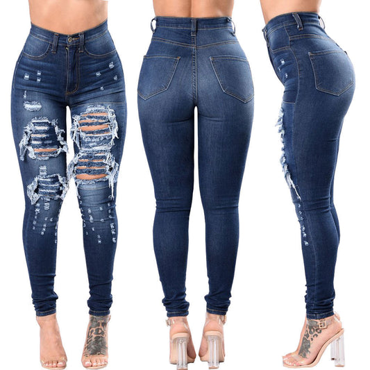 Patricia – Distressed Women's Jeans with Wash