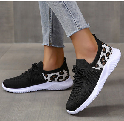 Sarah – Leopard Print Lace-Up Sneakers for Women