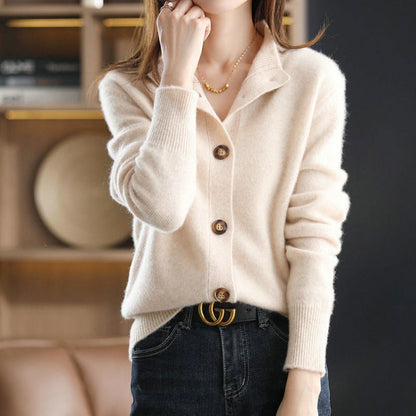 Mandy – Relaxed Knit Cardigan with Stand Collar