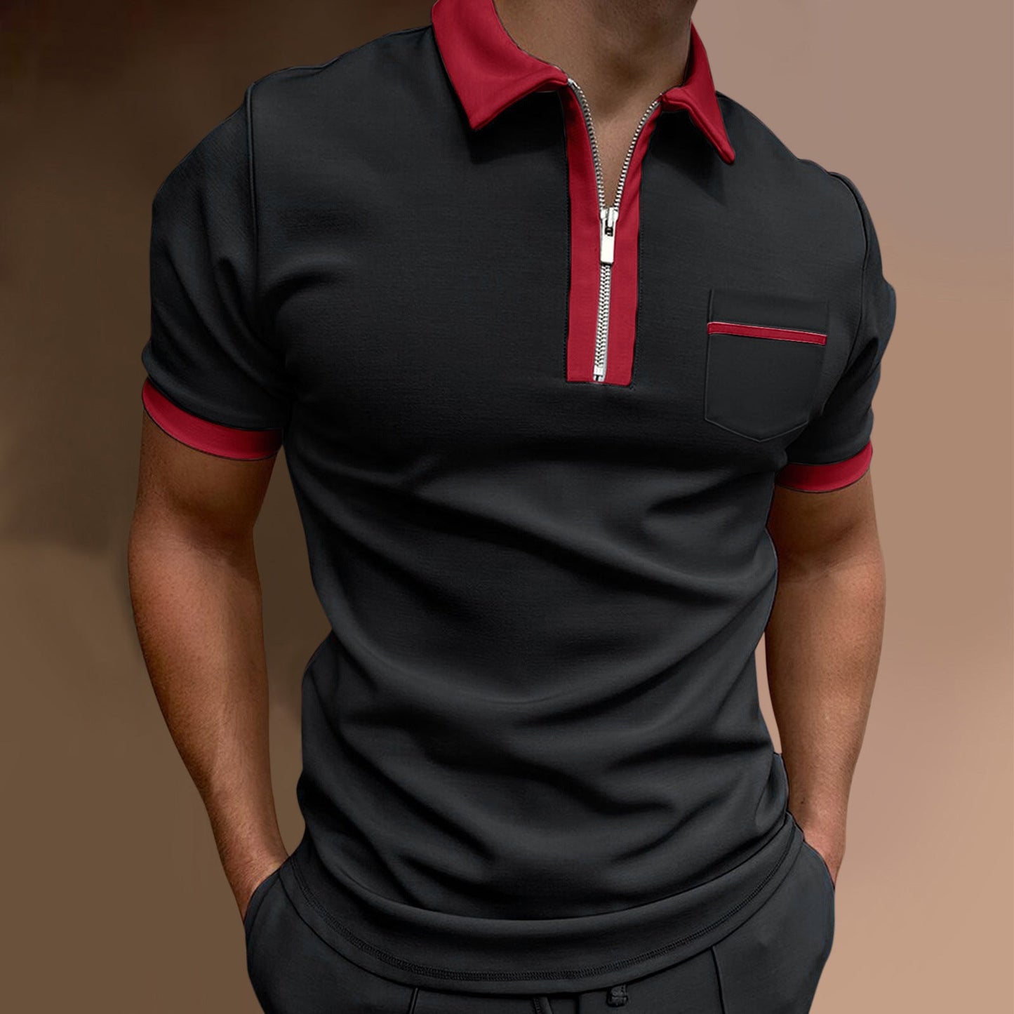 Elliot – Stylish Men's Polo Shirt with Lapel Collar and Slim Fit