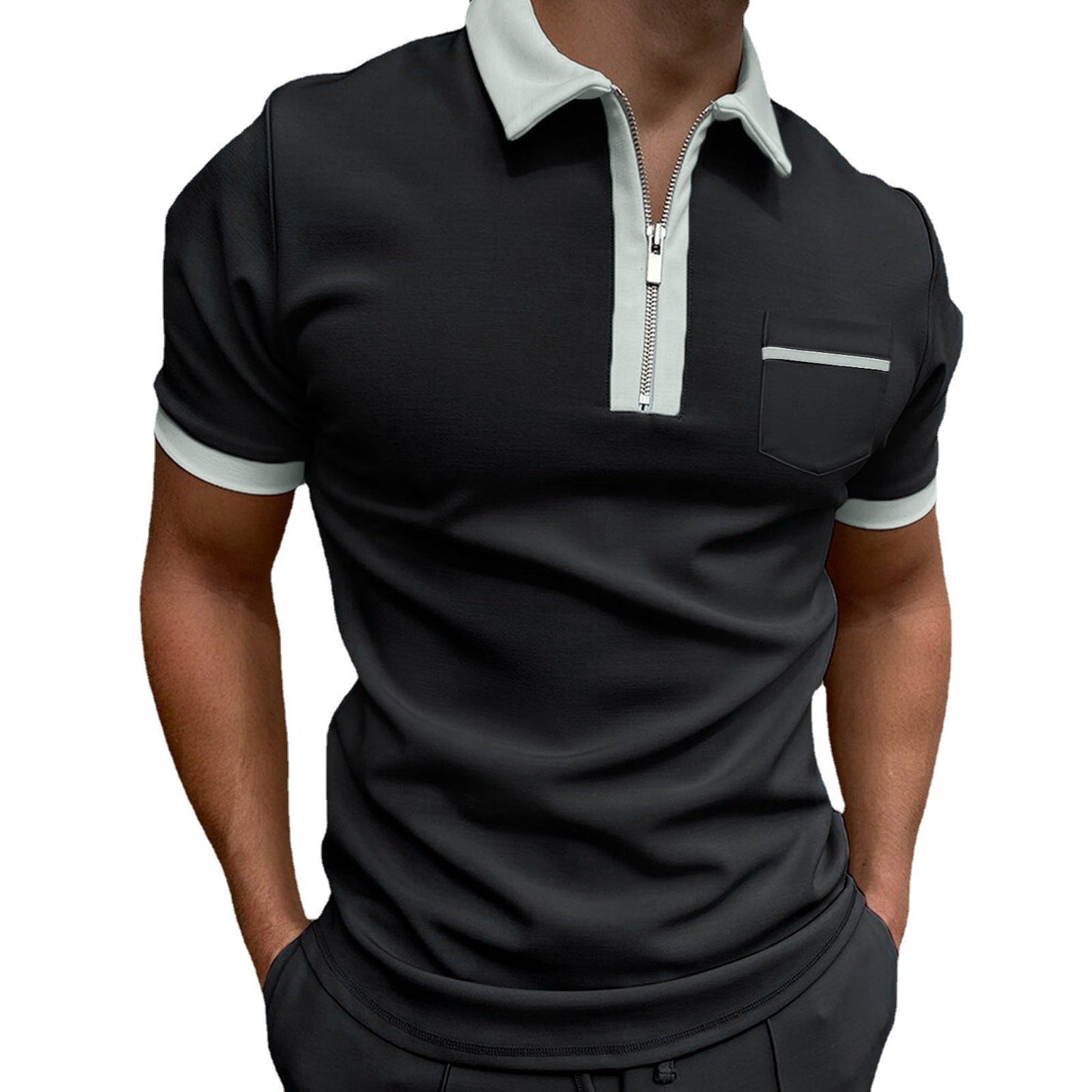 Elliot – Stylish Men's Polo Shirt with Lapel Collar and Slim Fit