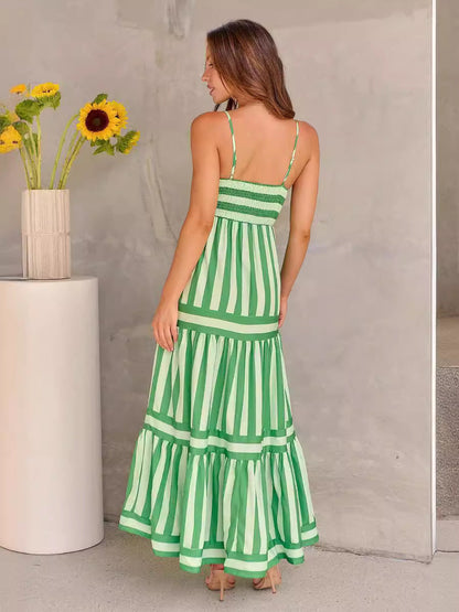 Vanessa – Striped Maxi Dress with Straps and Pockets for Beach Holidays