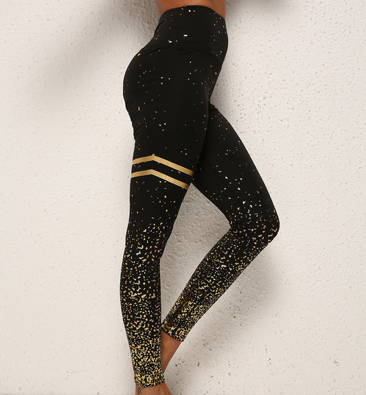 Georgina – High-Waisted Leggings with Gold and Silver Stripes