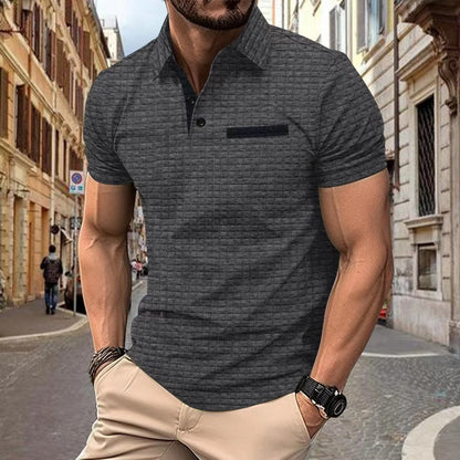 David – Men's Polo Shirt with Jacquard Check Pattern