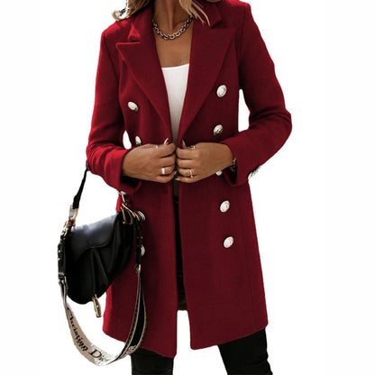 Katy – Women's Wool Coat with Fold-Over Collar