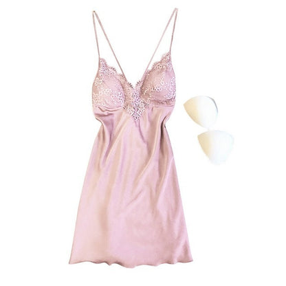 Jenny – Satin Pajamas with Lace for Women