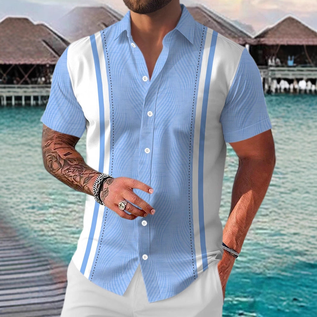 Alex – Casual Geometric Short Sleeve Shirt for Men