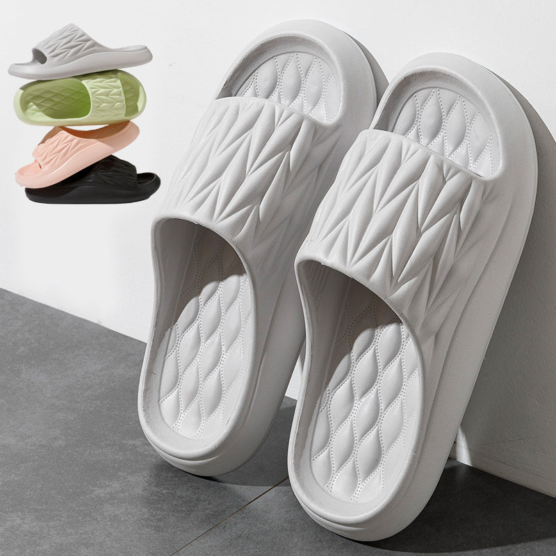 Ruby – Non-Slip Summer House Slippers with Leaf Texture