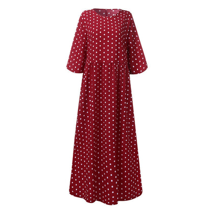 Clara – Elegant Polka Dot Mid Sleeve Women's Tunic Dress
