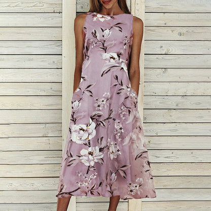 Joy – Floral Tunic Dress with Round Neck and A-Line Cut
