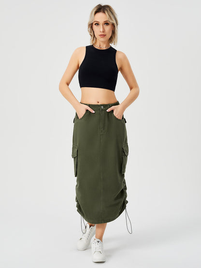 Donna – Long Women's Cargo Skirt with High Waist and Front Slit