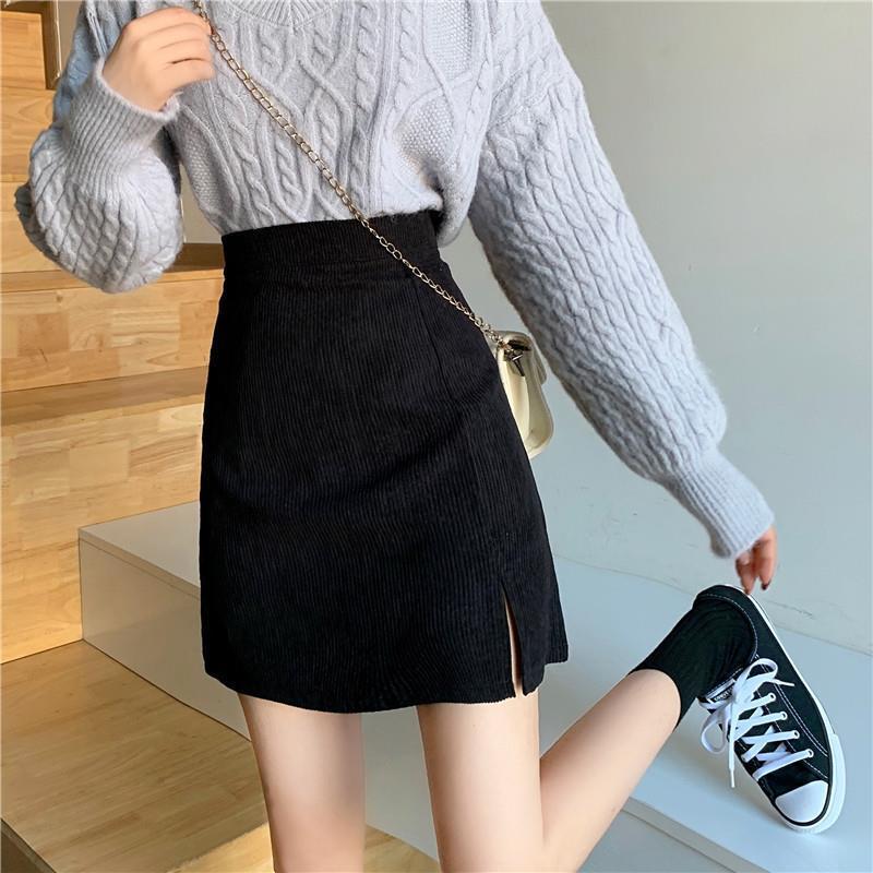 Grace – Retro Corduroy A-Line Mini Skirt with High Waist