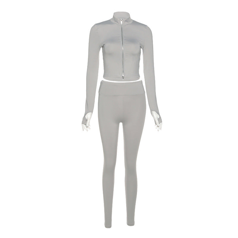 Judith – Urban Casual Suit with Stand-Up Collar and Zipper