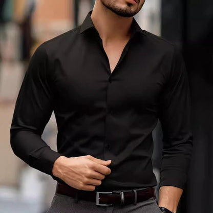 Miles – Business Shirt with Lapel and Solid Design