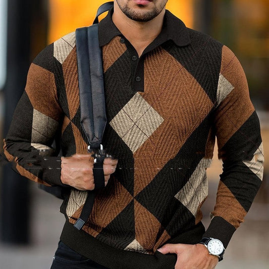 Jonathan – Casual Pullover with Lapel and Digital Print