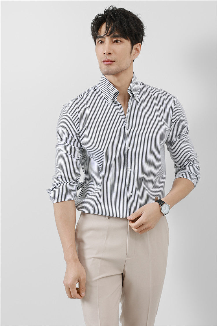 Max – Striped Men's V-Neck Long Sleeve Shirt