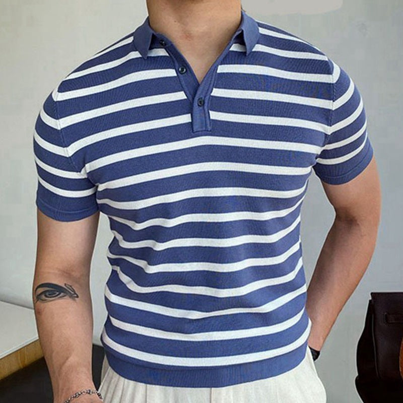 Nathaniel – Striped Business Polo Shirt for Men