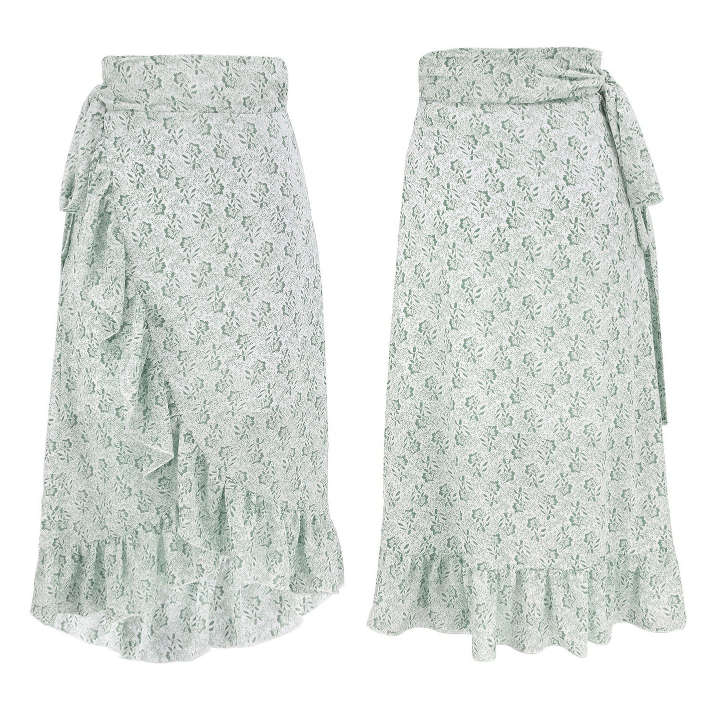 Julia – Long Floral Skirt with Ruffle Detail