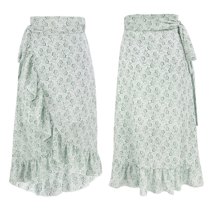 Julia – Long Floral Skirt with Ruffle Detail
