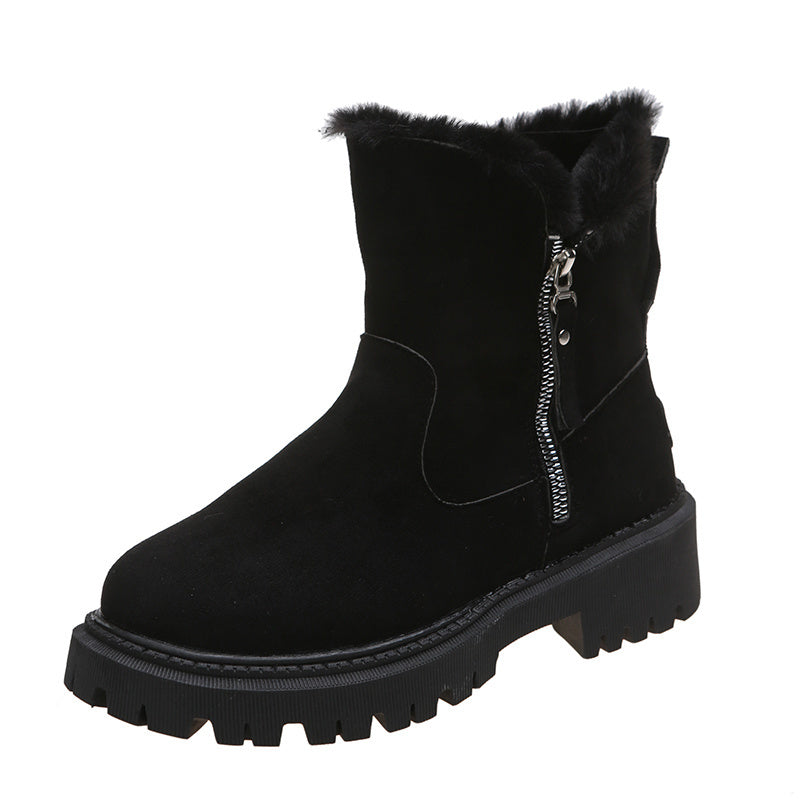 Leah – Thick Plush Snow Boots in Premium Vegan Suede with Non-Slip Sole