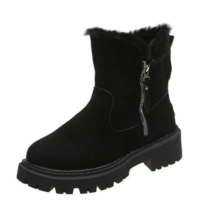 Leah – Thick Plush Snow Boots in Premium Vegan Suede with Non-Slip Sole