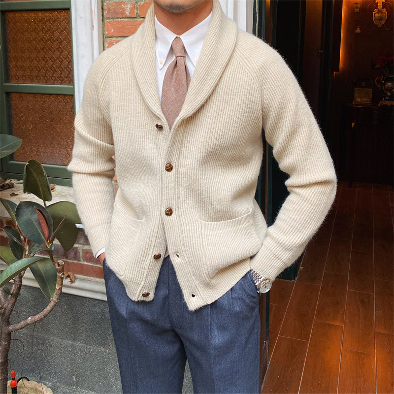 James – Thick Vintage Men's Cardigan in Retro Style