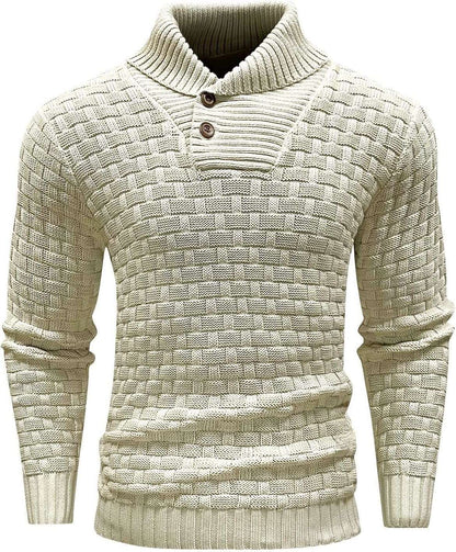 Alan – Slim Fit Men's Turtleneck Sweater with Button Design