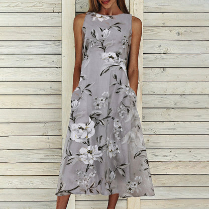 Joy – Floral Tunic Dress with Round Neck and A-Line Cut