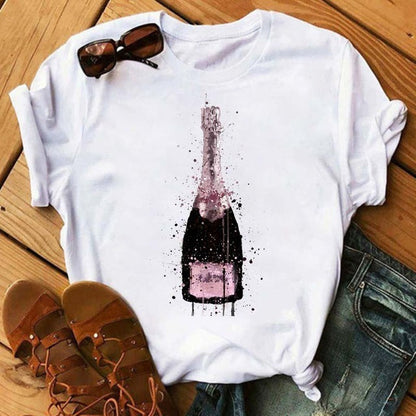 Christina – Kawaii T-Shirt with Rose Gold Wine Glass