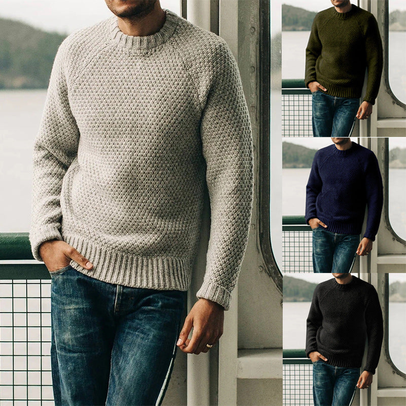 Gary – Winter Pullover with Crew Neck in Solid Design