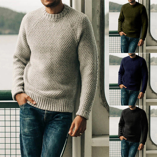 Gary – Winter Pullover with Crew Neck in Solid Design