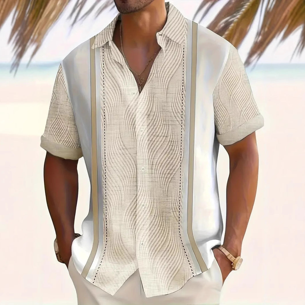 Alex – Casual Geometric Short Sleeve Shirt for Men