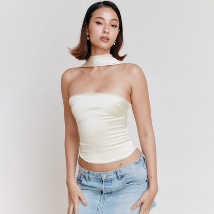 Ruth – Elegant Strapless Top with Asymmetrical Cut