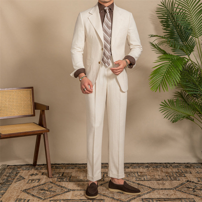 Samuel – Semi-Lined Suit with Hemp Texture