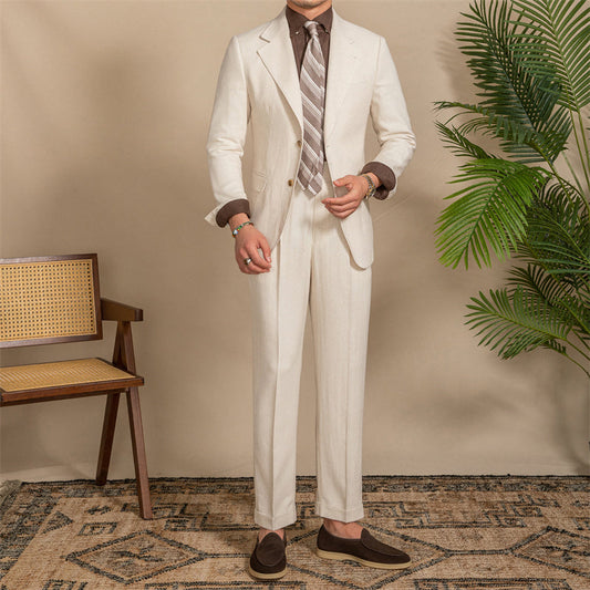 Samuel – Semi-Lined Suit with Hemp Texture