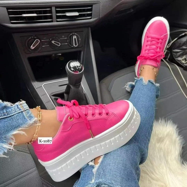 Amy – Chunky Heel Lace-Up Sneakers