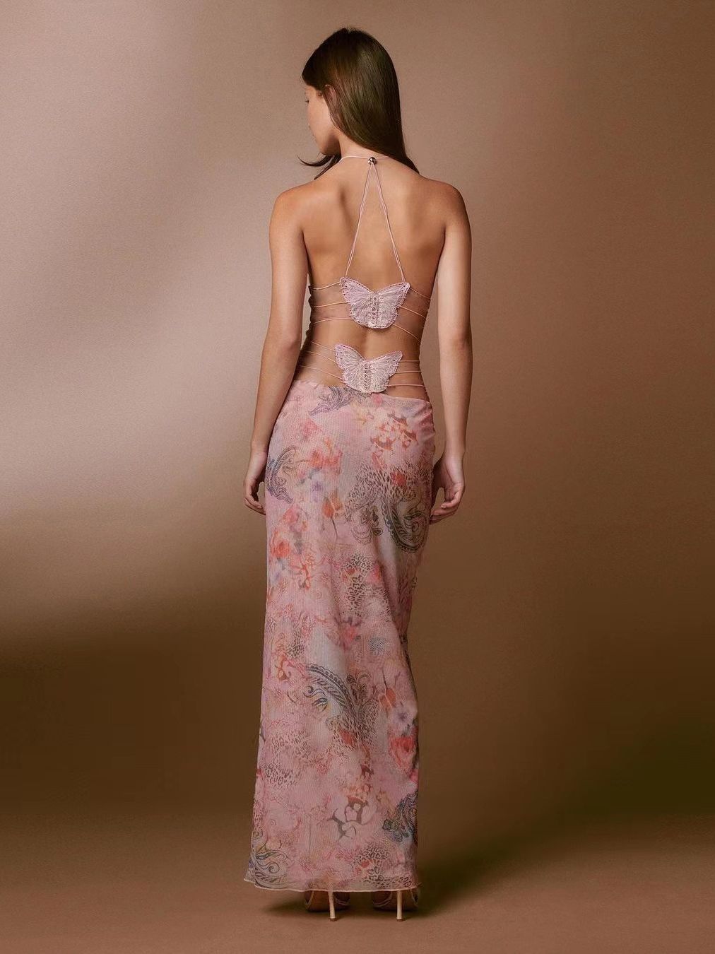 Rachel – Sexy Slim Dress with Floral Print and Spaghetti Straps