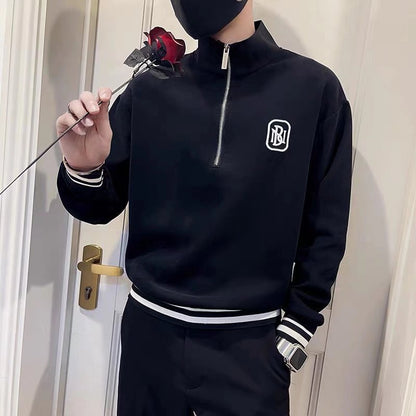 Ronald – Slim Pullover with Stand-up Collar for Men in Autumn