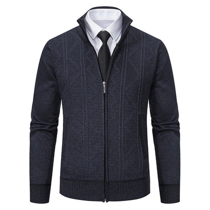 Bernard – Wool Men's Cardigan with Stand Collar for Fall and Winter