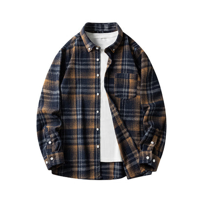 Leonard – Long Sleeve Men's Flannel Shirt with Plaid Pattern