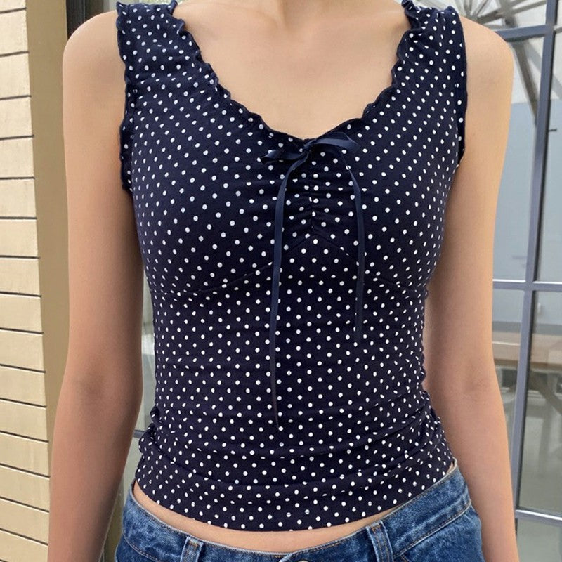 Natasha – Sleeveless Knit Top with Polka Dots