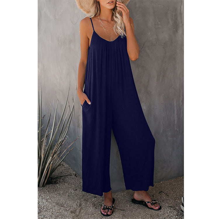 Lynda – Casual Sleeveless Women's Jumpsuit with Pockets