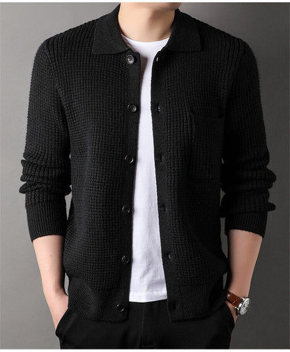 Frank – Twist Jacquard Lapel Cardigan for Men