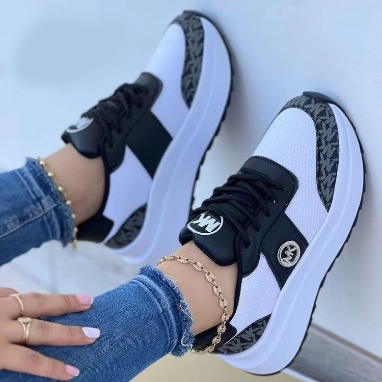 Donna – Chunky Sole Women's Casual Shoes with Color Block and Round Toe