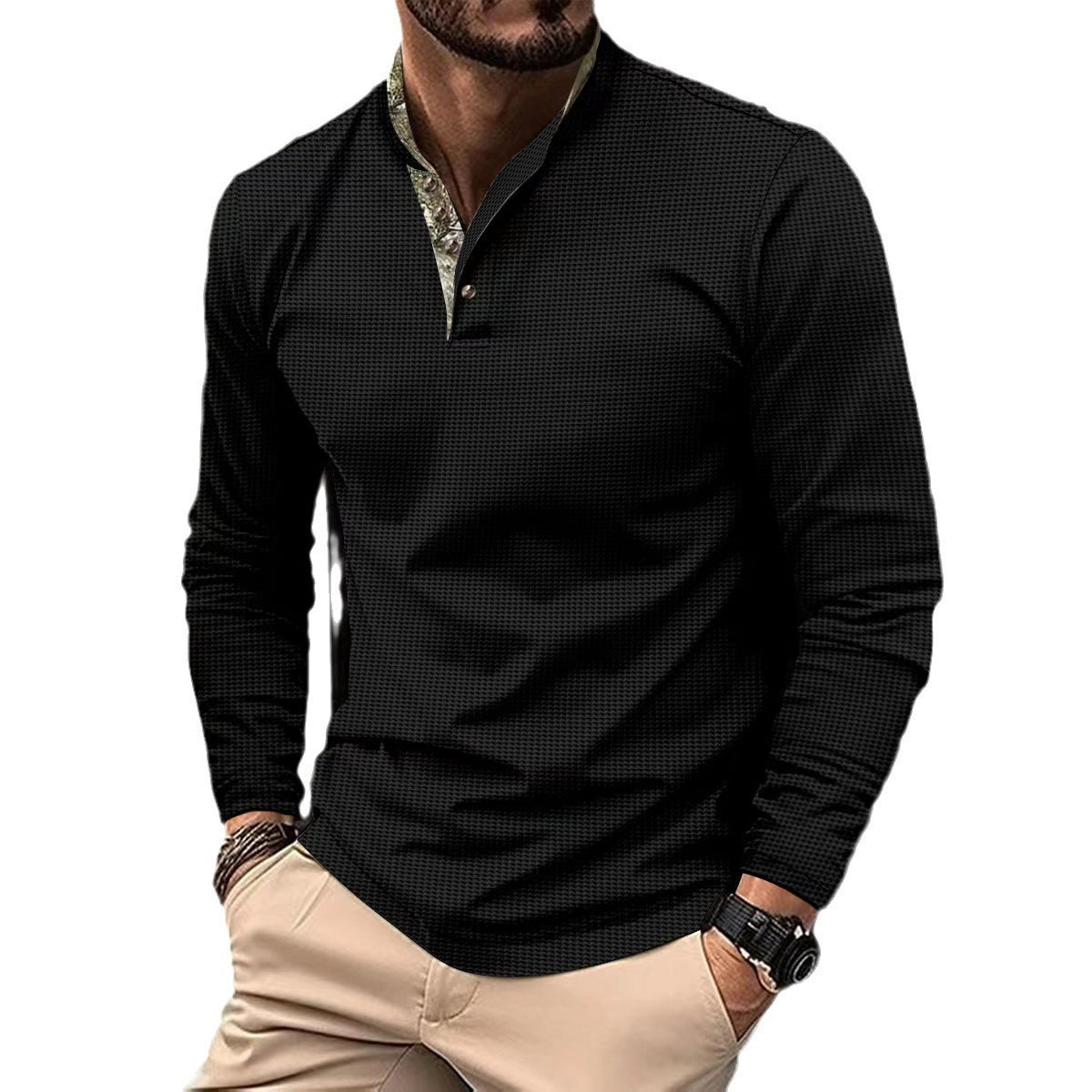 Rod – Stylish Men's Polo Shirt with Double Collar and Waffle Texture