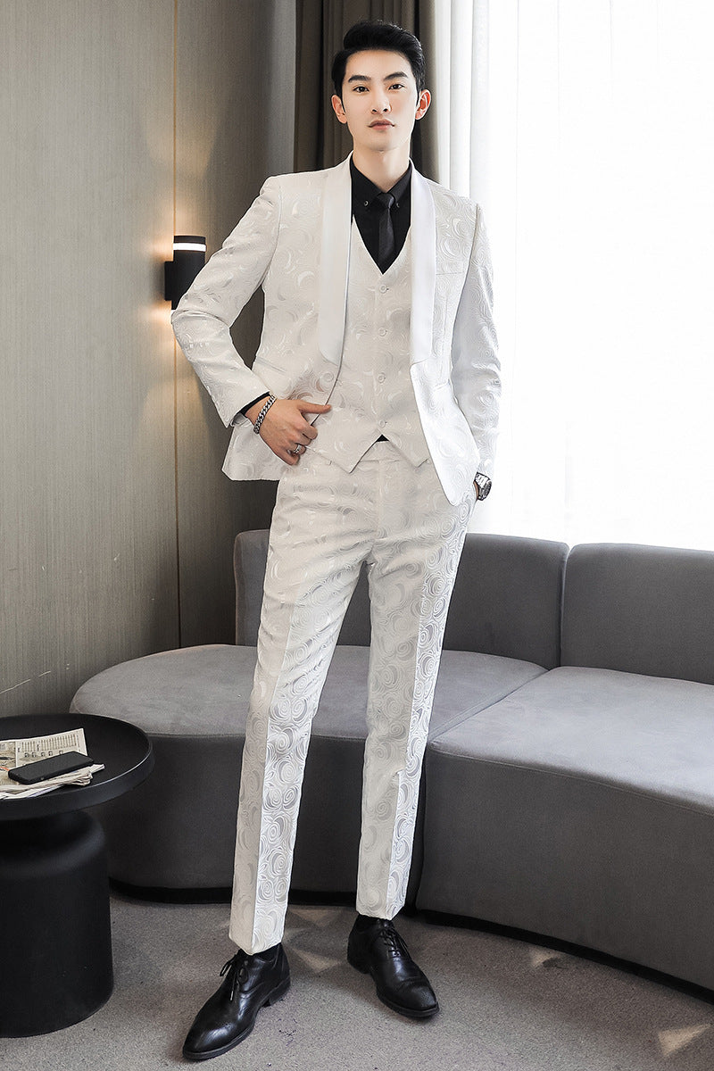 Ben – Embossed Three-Piece Suit for Men